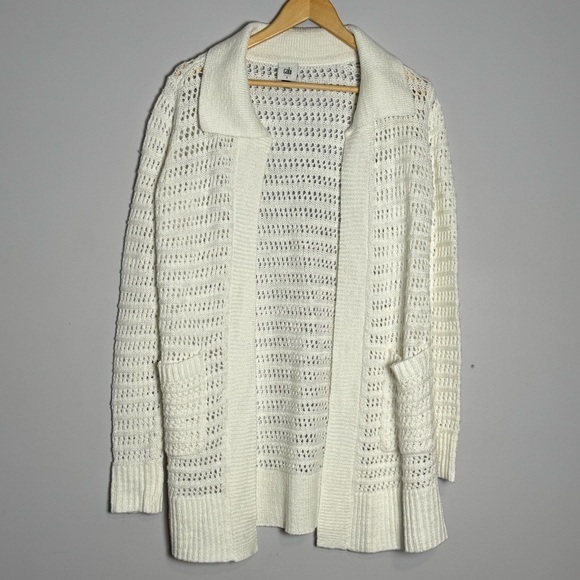 CAbi Open Stitch Cardigan White - Picture 4 of 7